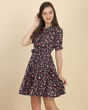 floral print fit & flare dress