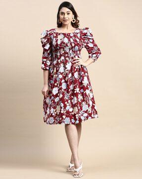 floral print fit & flare dress