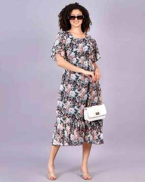 floral print fit & flare dress