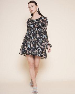 floral print fit & flare dress