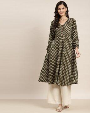 floral print fit & flare kurta