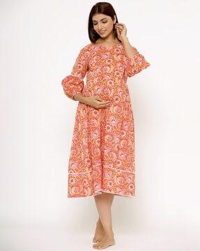 floral print fit & flare maternity dress