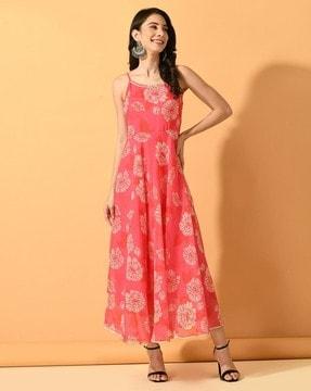 floral print fit & flare maxi dress