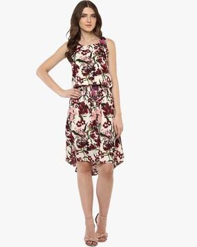floral print fit and flare dress