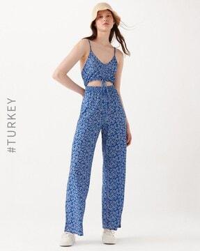 floral print fitted jumpsuit