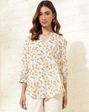 floral print fitted tunic