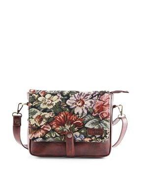 floral print flap-over sling bag