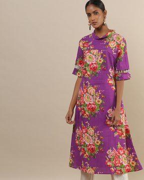 floral print flared dress with insert pockets