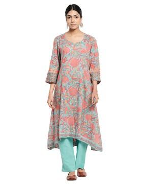 floral print flared kurta set