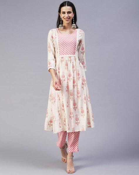 floral print flared kurta set