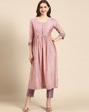 floral print flared kurta set