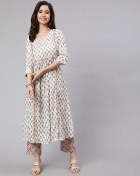 floral print flared kurta set