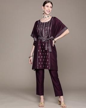 floral print flared kurta set