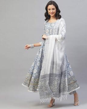 floral print flared kurta set