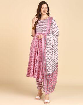 floral print flared kurta set