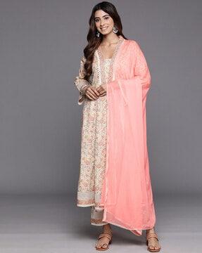 floral print flared kurta set