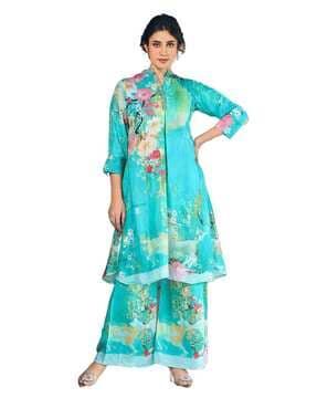 floral print flared kurta set