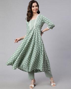 floral print flared kurta with pants