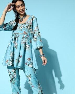 floral print flared kurta with pants