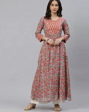 floral print flared kurta