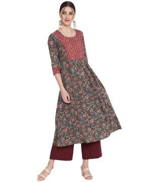 floral print flared kurta