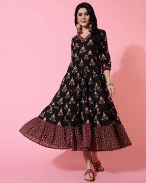 floral print flared kurta