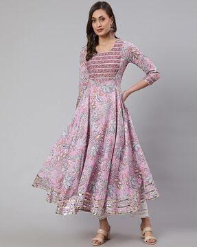 floral print flared kurta