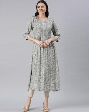 floral print flared kurta