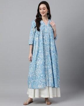 floral print flared kurta