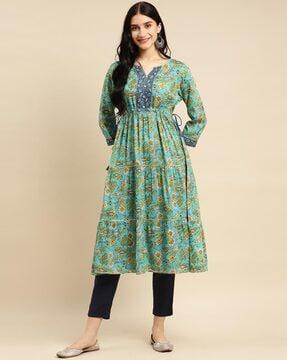 floral print flared kurta