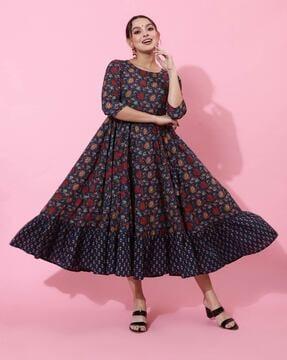 floral print flared kurta