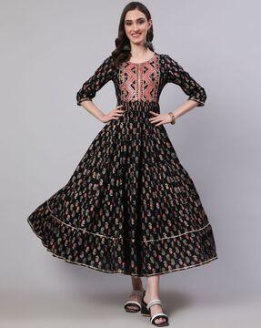 floral print flared kurta