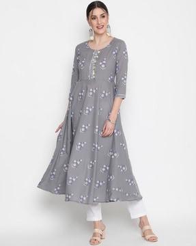 floral print flared kurta