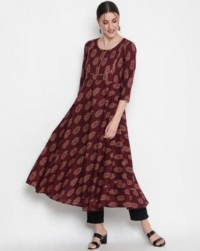 floral print flared kurta