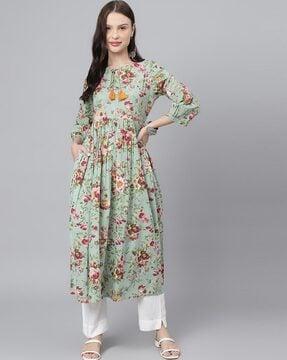 floral print flared kurta