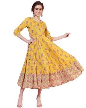 floral print flared kurta