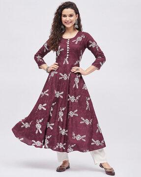 floral print flared kurta