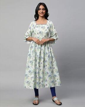 floral print flared kurta