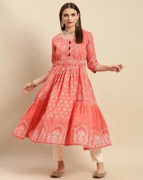 floral print flared kurta