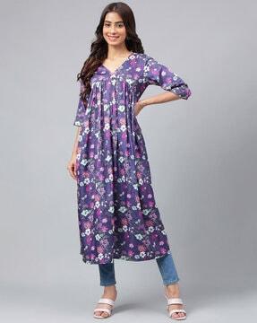 floral print flared kurta