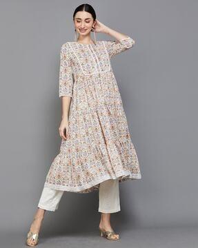 floral print flared kurta