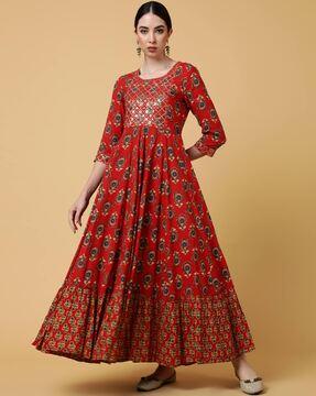 floral print flared kurta