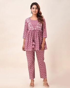 floral print flared kurta