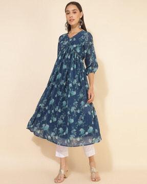 floral print flared kurta