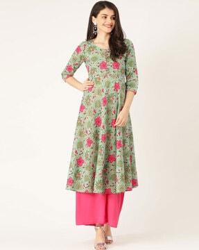 floral print flared kurta