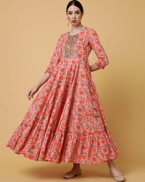 floral print flared kurta