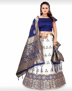 floral print flared lehenga choli set with dupatta