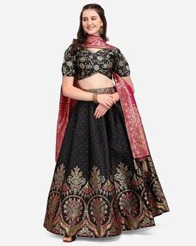 floral print flared lehenga choli set with dupatta