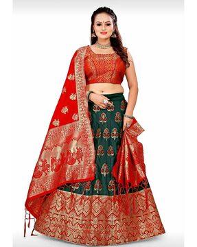 floral print flared lehenga choli set with dupatta