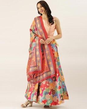 floral print flared lehenga choli set with dupatta